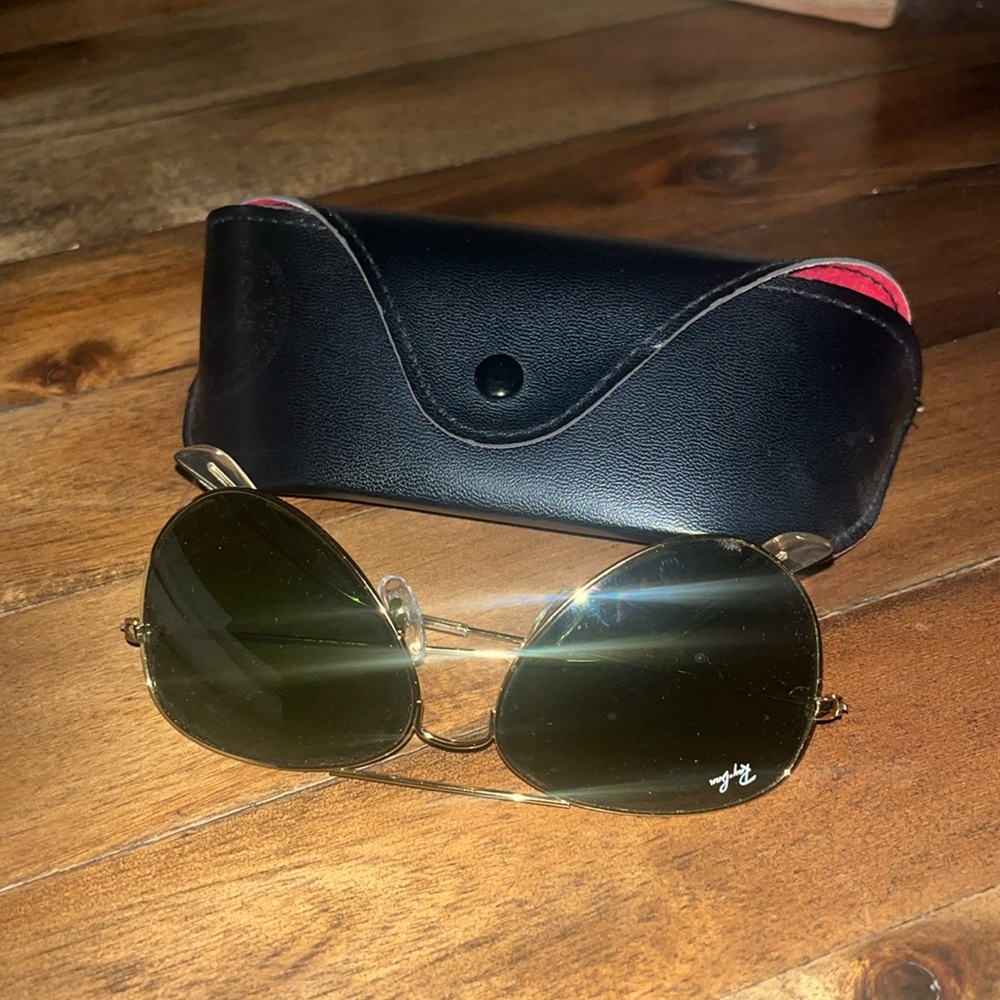 Gold ray ban aviators with case